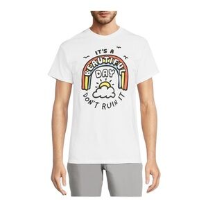 Men’s Graphic funny humor tag-free white cotton T-shirt new size small‎ (34-36)